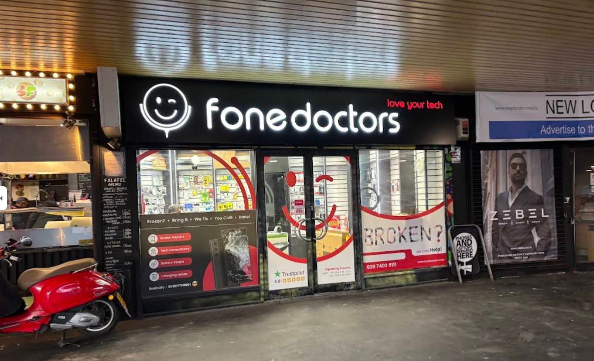 fone doctors clinic exterior with love your tech branding